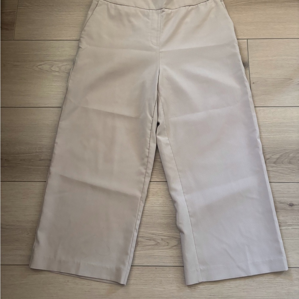 High-Rise Wide-Leg Cream Women's Pants